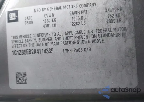 2010 Chevrolet Malibu Ls из США, поврежденный, VIN 1G1ZB5EB2A4114335